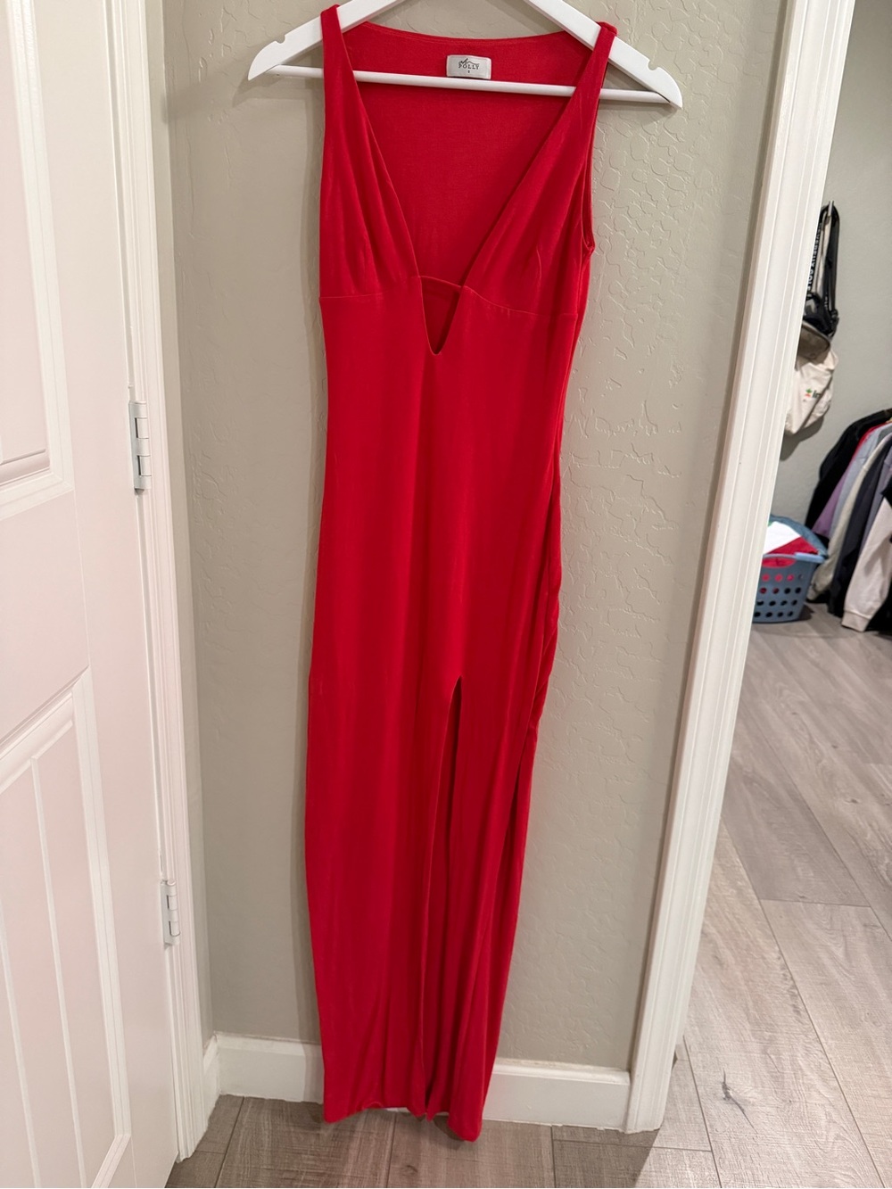 Oh Polly Plunging Red Sleeveless V-Neck Maxi Dress